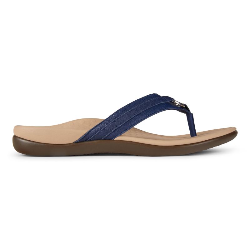 Vionic Women's Tide Aloe Toe Post Sandal - Navy Leather