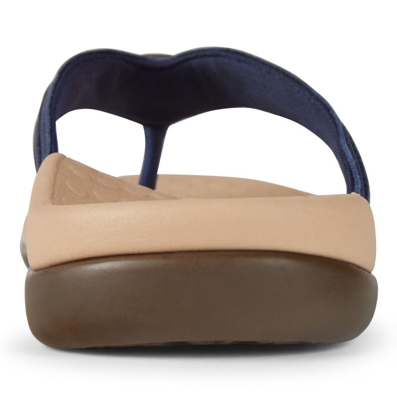 Vionic Women's Tide Aloe Toe Post Sandal - Navy Leather