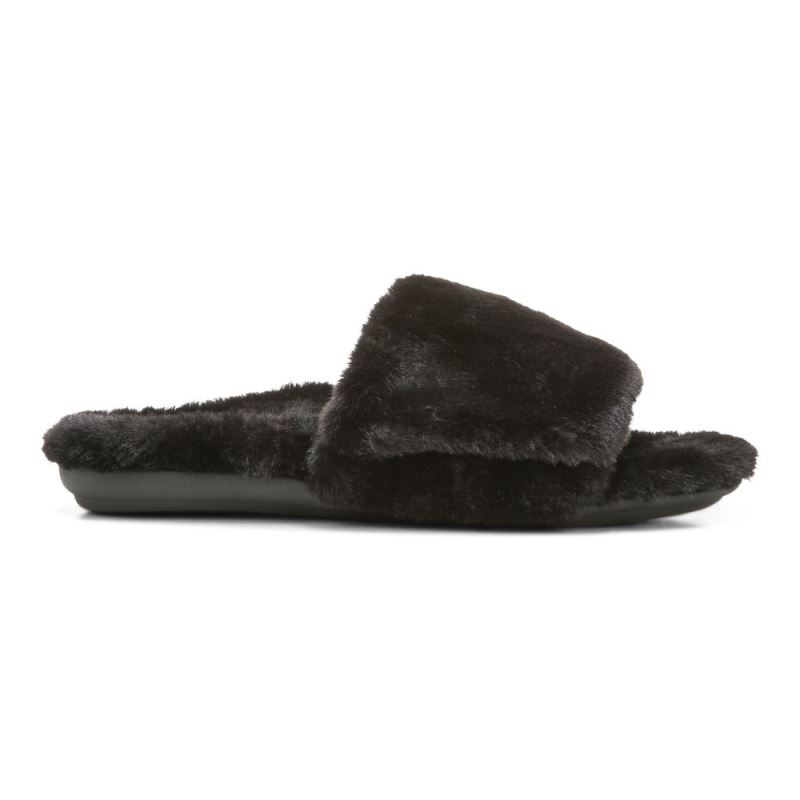Vionic Women's Dream Plush Slipper - Black Plush
