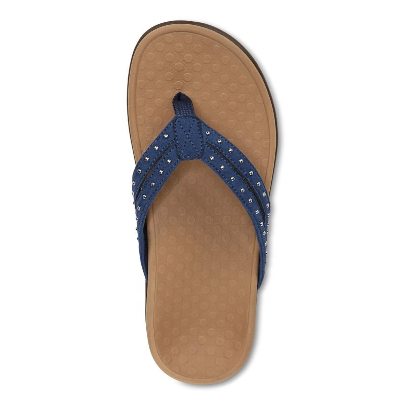 Vionic Women's Tasha Toe Post Sandal - Dark Blue