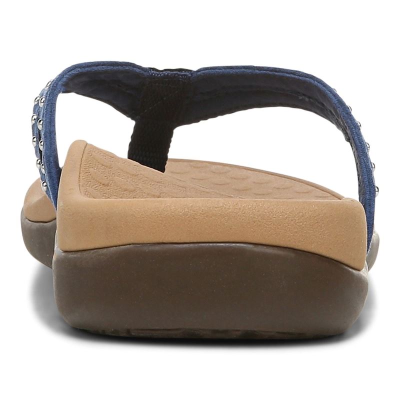 Vionic Women's Tasha Toe Post Sandal - Dark Blue