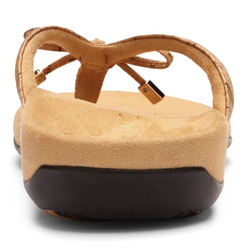 Vionic Women's Bella Toe Post Sandal - Gold Cork