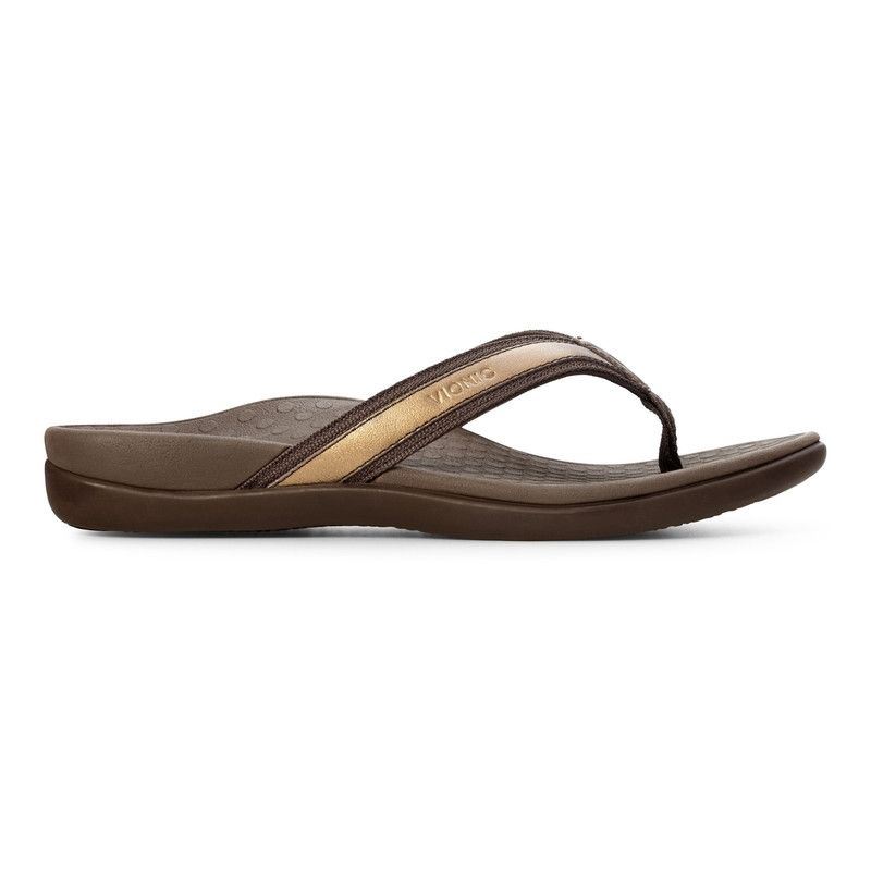 Vionic Women's Tide II Toe Post Sandal - Bronze Metallic