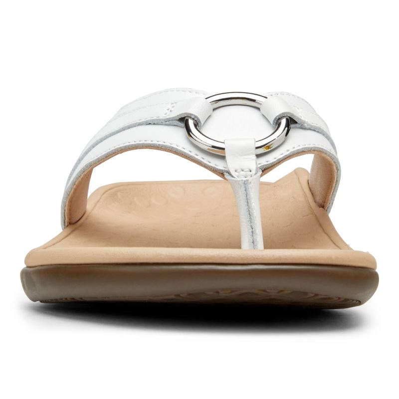 Vionic Women's Tide Aloe Toe Post Sandal - White Leather