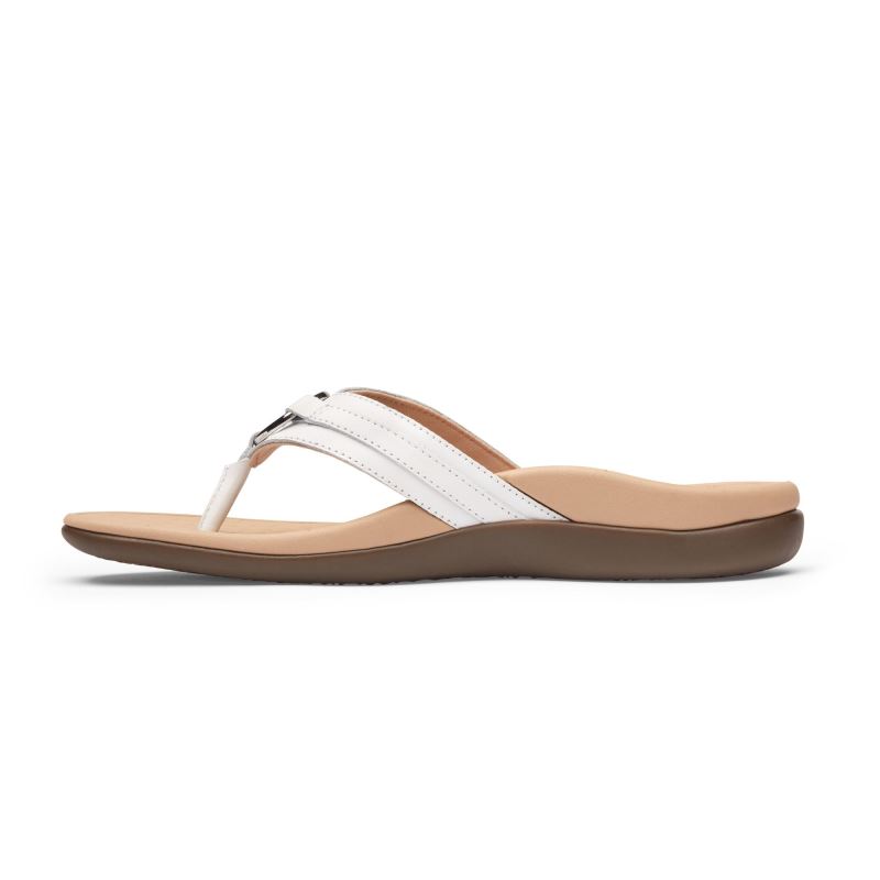Vionic Women's Tide Aloe Toe Post Sandal - White Leather
