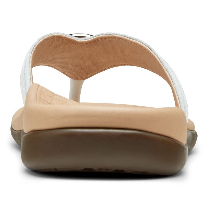 Vionic Women's Tide Aloe Toe Post Sandal - White Leather