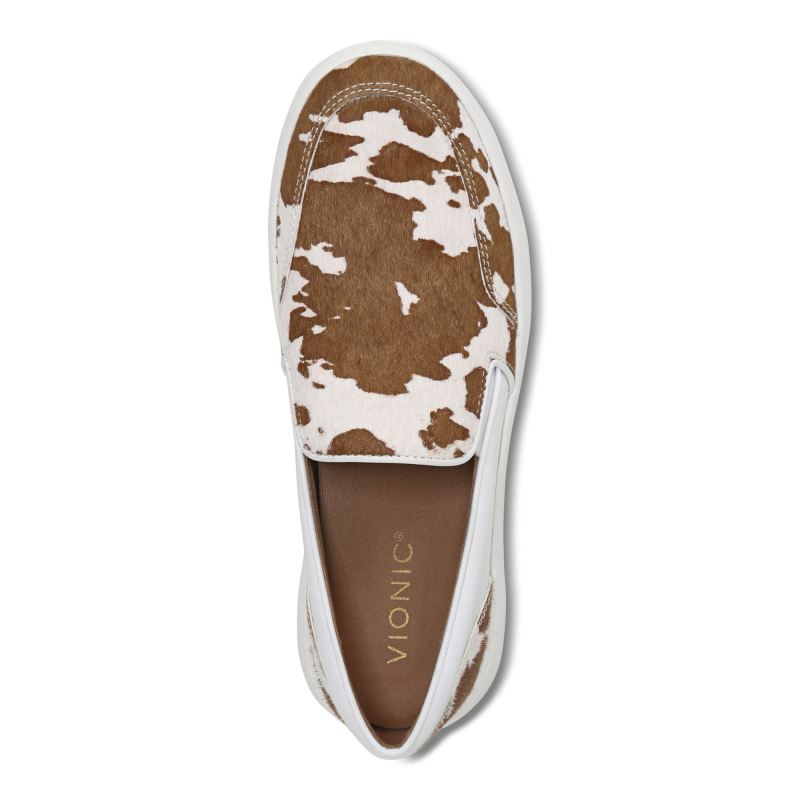 Vionic Women's Dinora Slip On - Brown Cow Print
