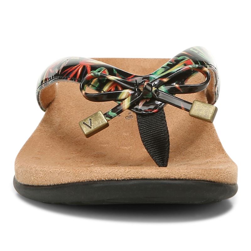Vionic Women's Bella Toe Post Sandal - Black Tropical