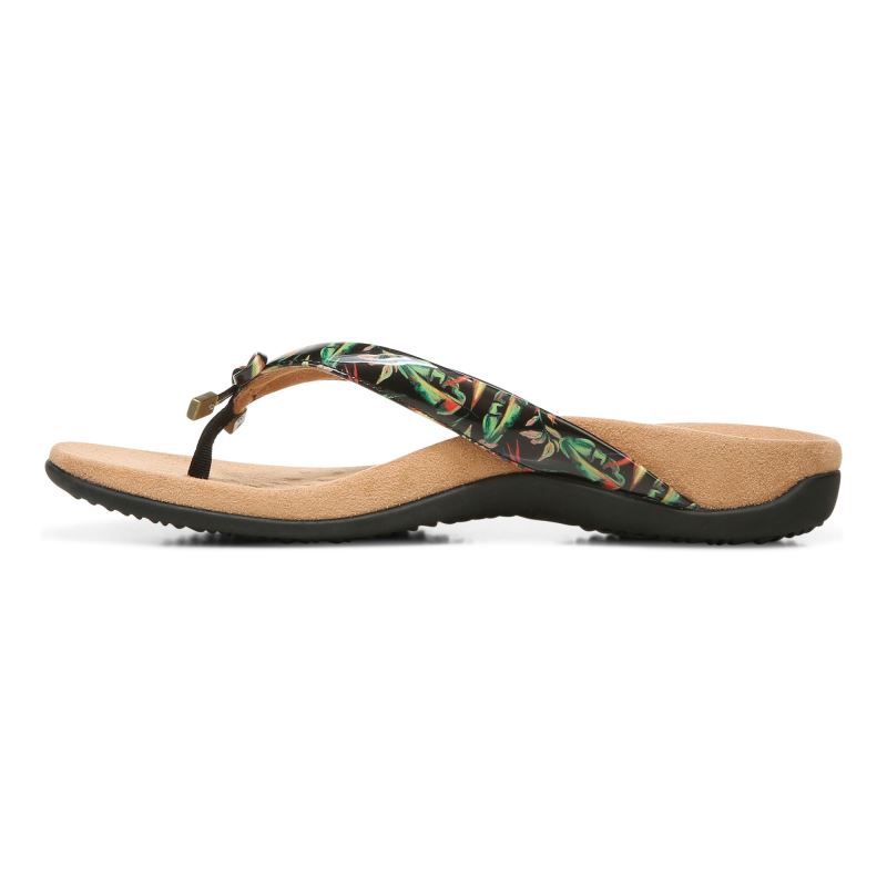 Vionic Women's Bella Toe Post Sandal - Black Tropical