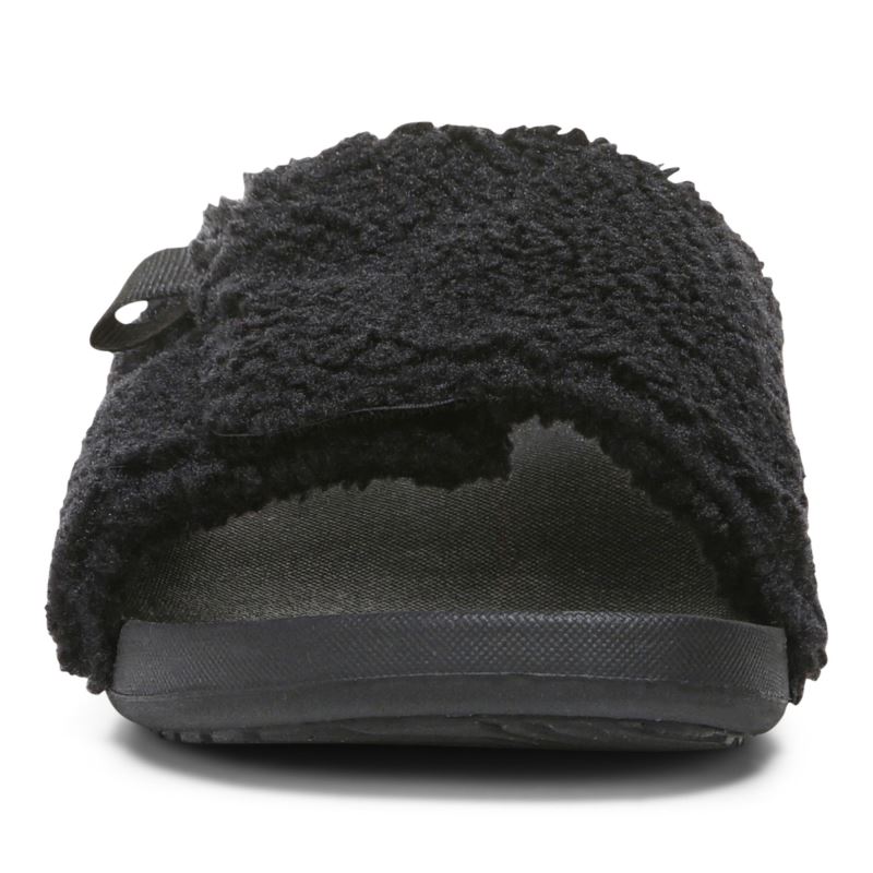 Vionic Women's Keira Slide Sandal - Black Shearling
