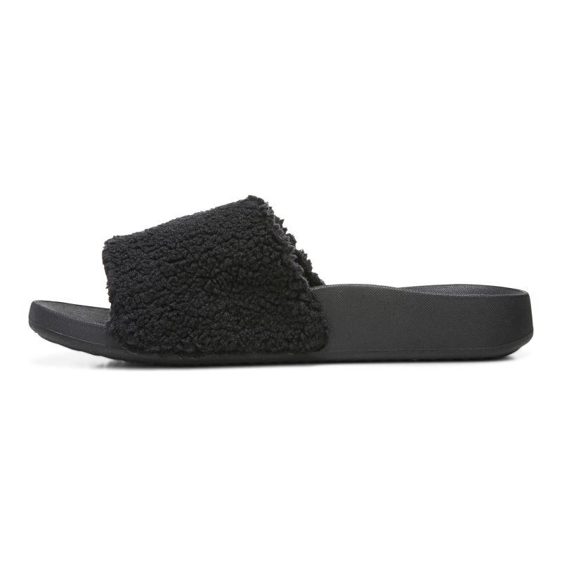 Vionic Women's Keira Slide Sandal - Black Shearling