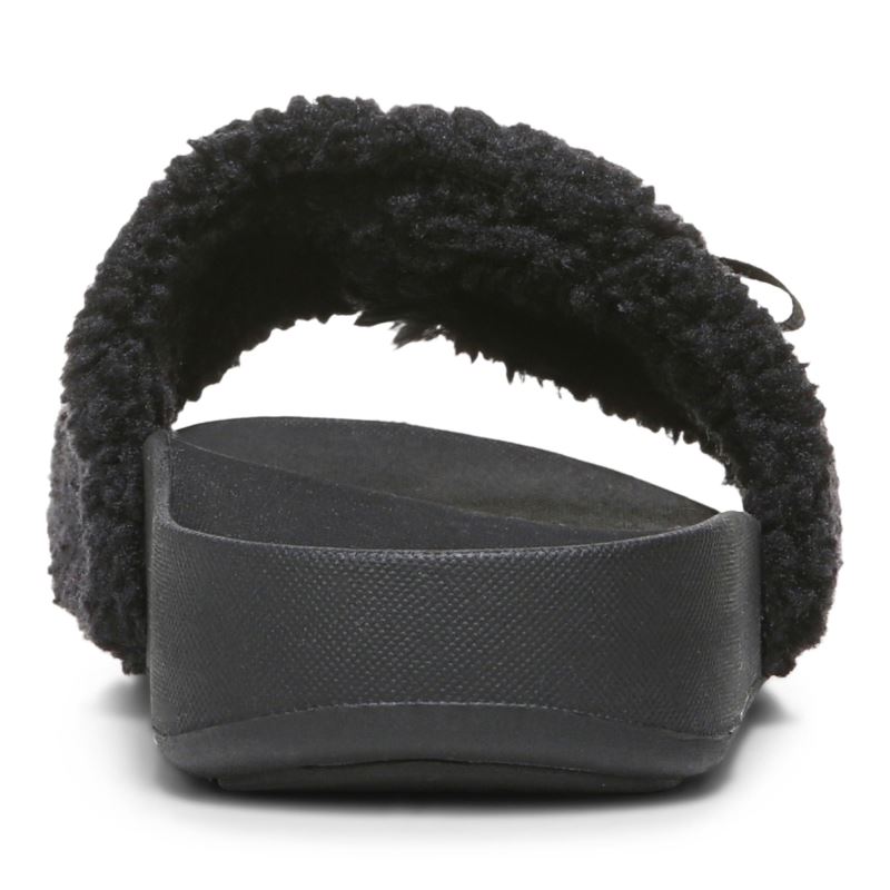 Vionic Women's Keira Slide Sandal - Black Shearling